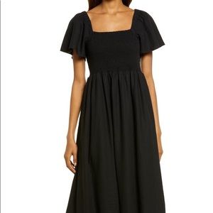 Madewell Lucie Linen Blend Smocked Midi Dress